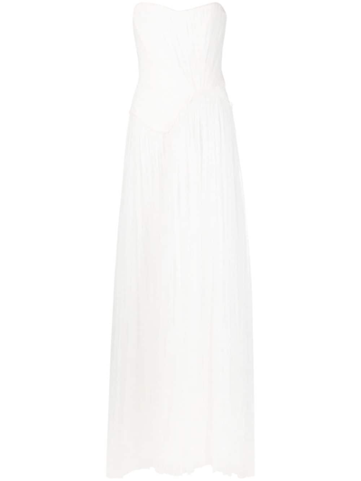 Shop Ana Radu Ruched Strapless Gown In White