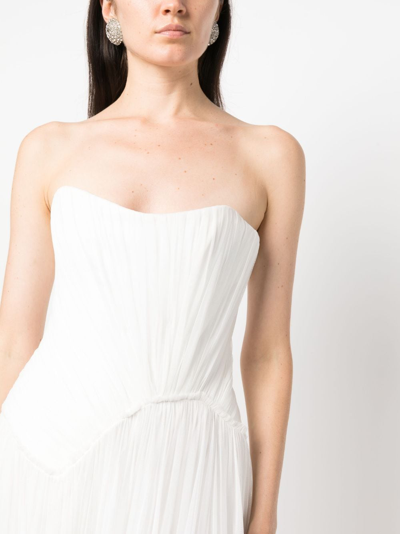 Shop Ana Radu Ruched Strapless Gown In White