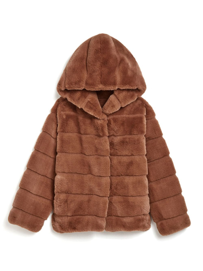 Shop Apparis Goldie Faux-fur Hooded Coat In Brown