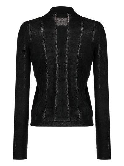 Shop Bally Monogram-jacquard Wool Cardigan In Black