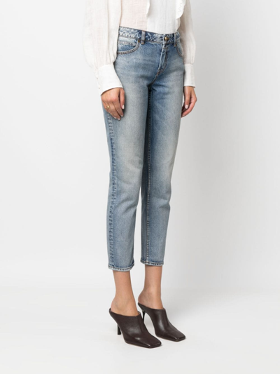 Shop Zimmermann Stonewashed Cropped Jeans In Blue