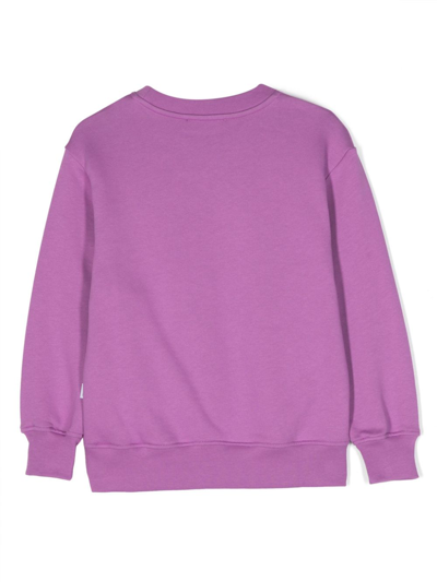 Shop Msgm Logo-print Cotton Sweatshirt In Purple