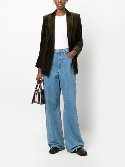 Zadig & Voltaire Double-breasted Velvet Blazer In Green