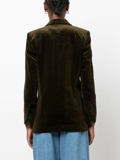 Shop Zadig & Voltaire Double-breasted Velvet Blazer In Green