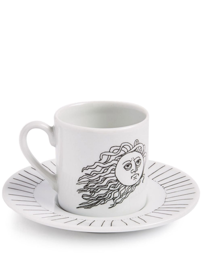 Shop Fornasetti Solitario Porcelain Coffee Cup In Bia