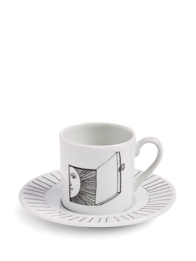 Shop Fornasetti Solitario Porcelain Coffee Cup In Bia