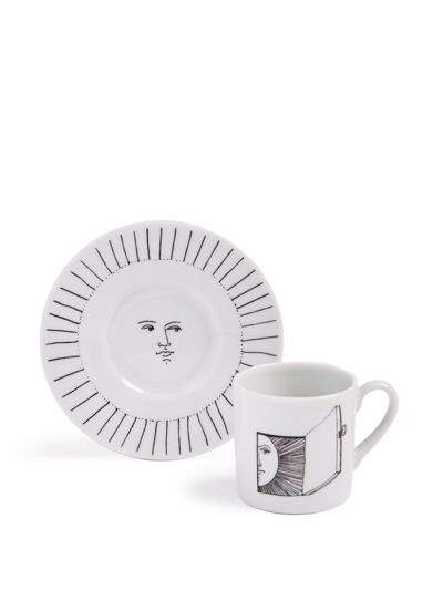 Shop Fornasetti Solitario Porcelain Coffee Cup In Bia