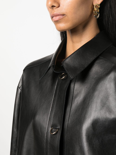 Shop Aeron Shore Cropped Leather Jacket In Black