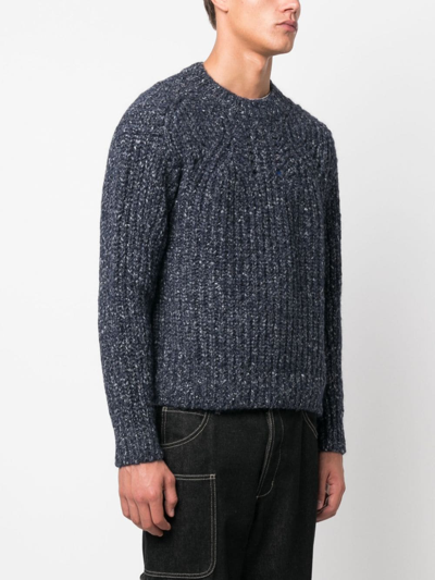 Isabel Marant Navy Blue Ribbed Knit Sweater In Black