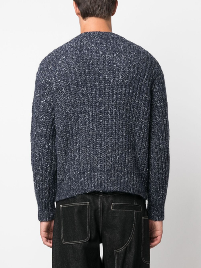 Isabel Marant Navy Blue Ribbed Knit Sweater In Black