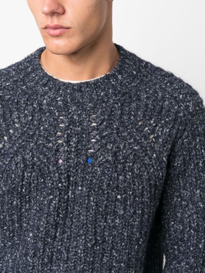 Isabel Marant Navy Blue Ribbed Knit Sweater In Black
