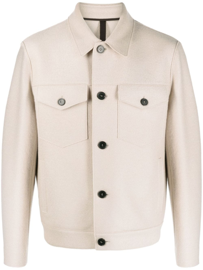 Shop Harris Wharf London Virgin-wool Biker Jacket In Neutrals