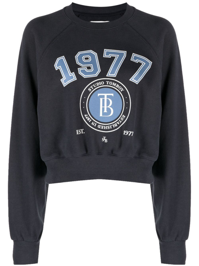 Shop Studio Tomboy 1977-print Cotton Sweatshirt In Blue