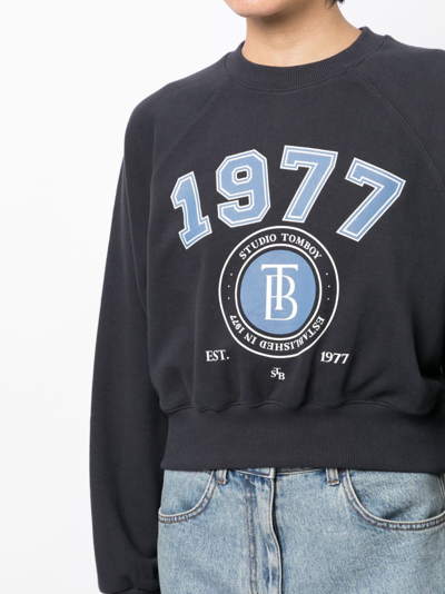 Shop Studio Tomboy 1977-print Cotton Sweatshirt In Blue