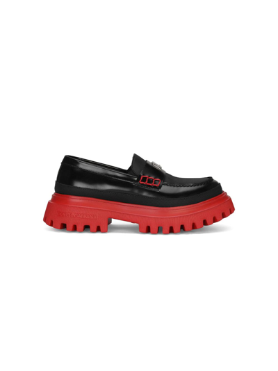 Shop Dolce & Gabbana Logo-plaque Leather Loafers In Black