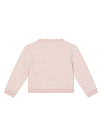 Dolce & Gabbana Logo-intarsia Round-neck Cardigan In Pink