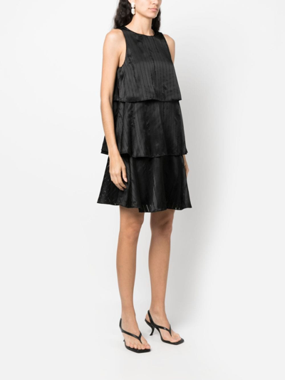 Shop Armani Exchange Satin-finish Devoré-effect Sleeveless Dress In Black