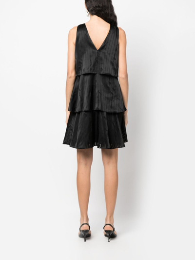 Shop Armani Exchange Satin-finish Devoré-effect Sleeveless Dress In Black