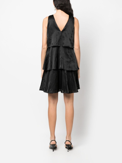 Armani Exchange Satin-finish Devoré-effect Sleeveless Dress In Black