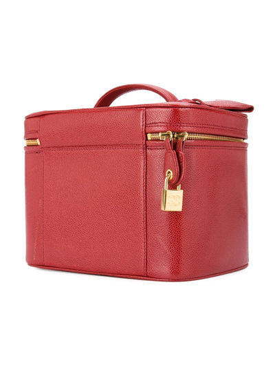 Pre-owned Chanel Short Cosmetic Logo Tote In Red