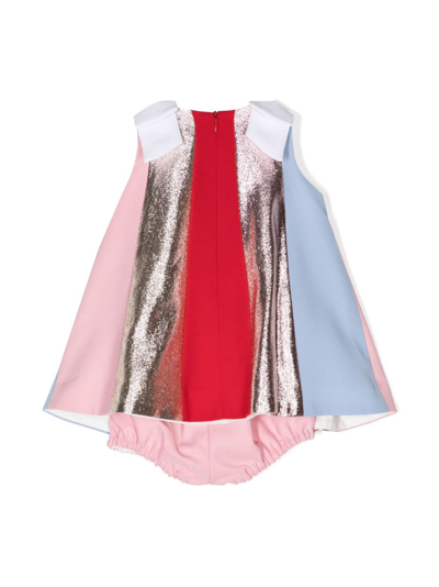 Shop Hucklebones London Bow-detail Striped Dress Set In Pink