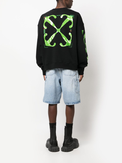 Shop Off-white Diag Stripe Cotton Sweatshirt In Schwarz