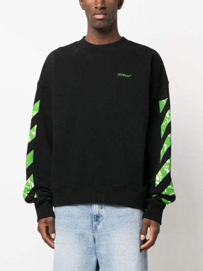 Shop Off-white Diag Stripe Cotton Sweatshirt In Schwarz