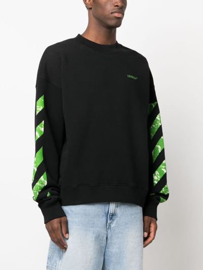 Shop Off-white Diag Stripe Cotton Sweatshirt In Schwarz