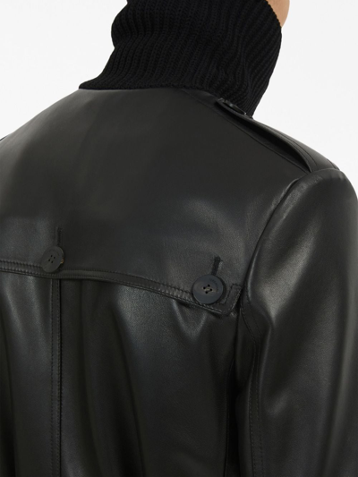 Shop Ferragamo Belted Leather Trench Coat In Schwarz