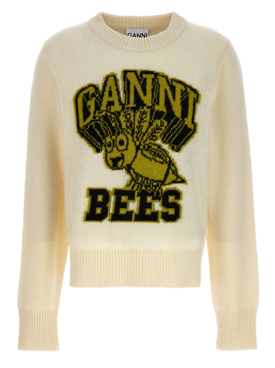 Shop Ganni Bees Sweater, Cardigans White