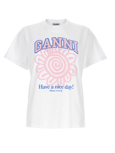 Shop Ganni Flower T-shirt White