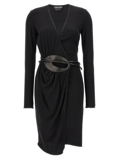 Shop Tom Ford Leather Jersey Dress Dresses Black