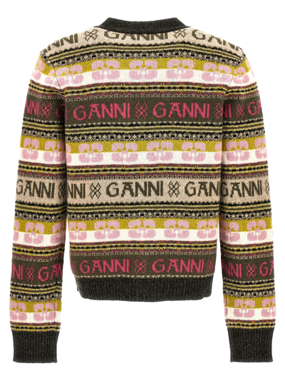 Shop Ganni Logo Cardigan Sweater, Cardigans Multicolor