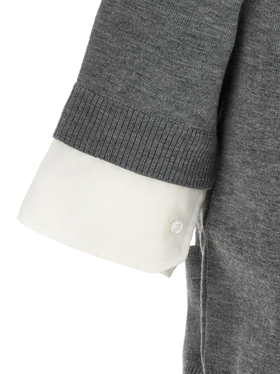 Shop Thom Browne Shirt-insert Cardigan Sweater, Cardigans Gray