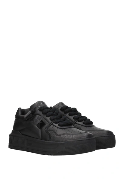 Shop Valentino Sneakers One Stud Leather Black