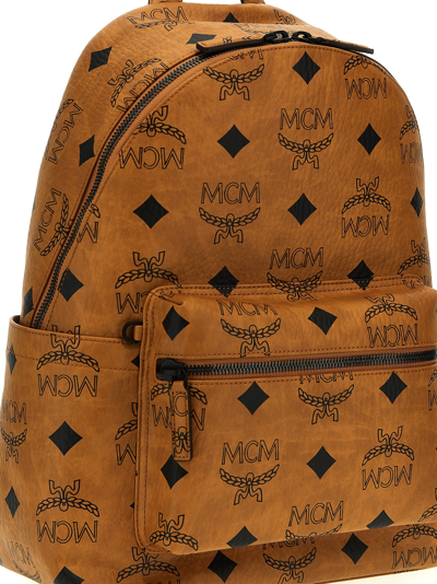 Shop Mcm Stark Medium Backpacks Brown