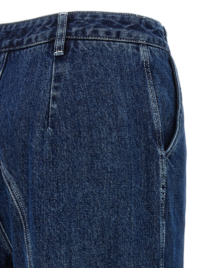 Shop Self-portrait Wide Leg Stitch Detail Jeans Blue