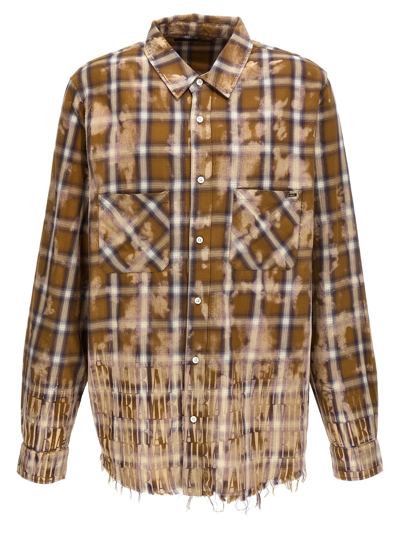 Shop Amiri Bleach  Logo Flannel Shirt, Blouse Multicolor