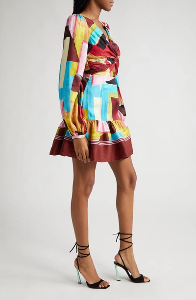 Shop Rebecca Vallance Bastille Abstract Print Long Sleeve Dress