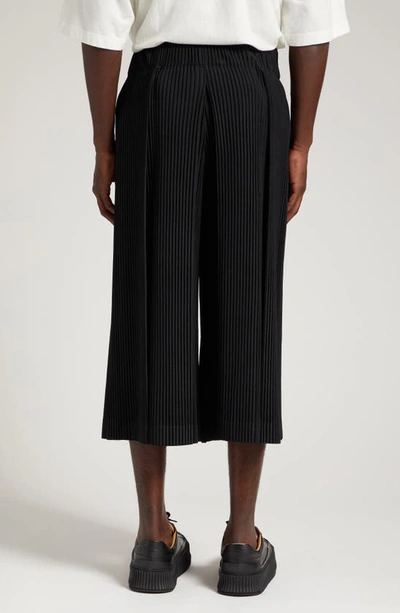 Shop Issey Miyake Pleats 1 Wide Leg Crop Pants In Black