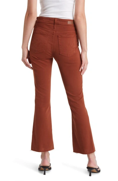 Shop Ag Farrah High Waist Raw Hem Crop Bootcut Jeans In Spiced Maple