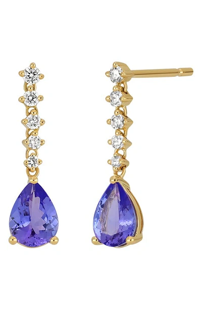 Shop Bony Levy Iris Diamond & Tanzanite Drop Earrings In 18k Yellow Gold