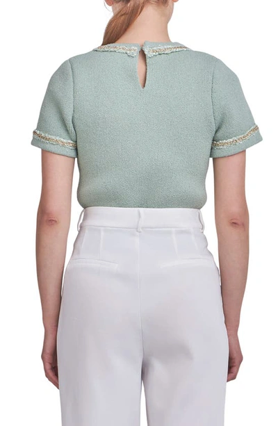 Endless Rose Women's Chain Trim Knit Short Sleeve Top In Sage