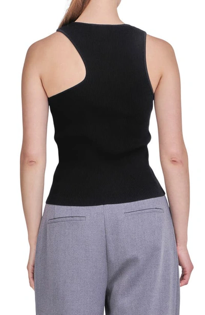 Endless Rose Asymmetric Cutout Rib Knit Tank Top In Black