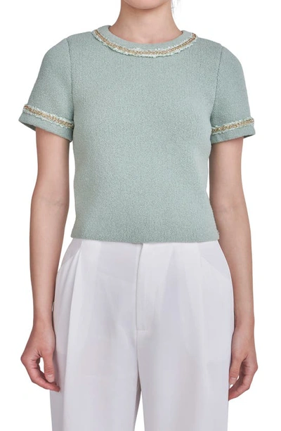 Shop Endless Rose Chain Accent Knit Top In Sage