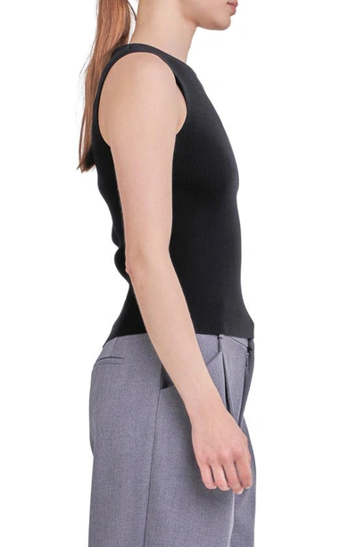 Endless Rose Asymmetric Cutout Rib Knit Tank Top In Black