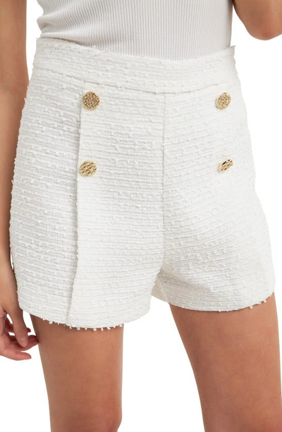 Endless Rose Women's Tweed Double Button Shorts In White