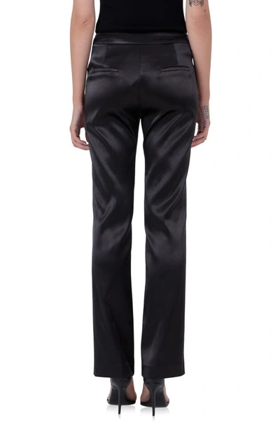 Endless Rose Mid Rise Flared Satin Trousers In Black