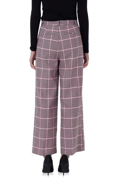 Endless Rose Houndstooth Check High Waist Pants In Pink Multi