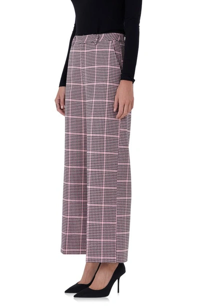 Endless Rose Houndstooth Check High Waist Pants In Pink Multi